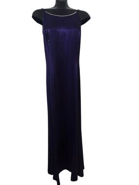 Jessica McClintock Gunne Sax Satin Gown Formal Dress Rhinestones Purple 9 U1